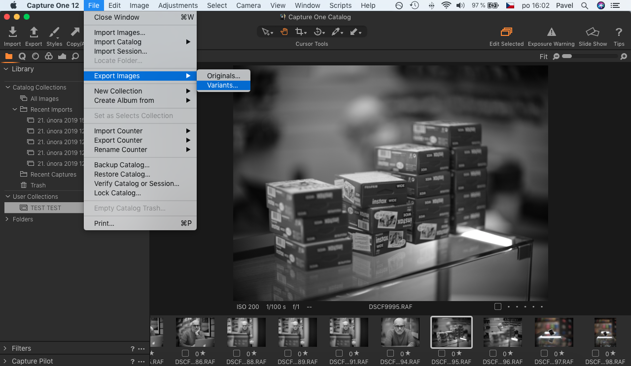 Capture ONE EXPRESS FUJIFLM 9 (Export fotografií | variants)