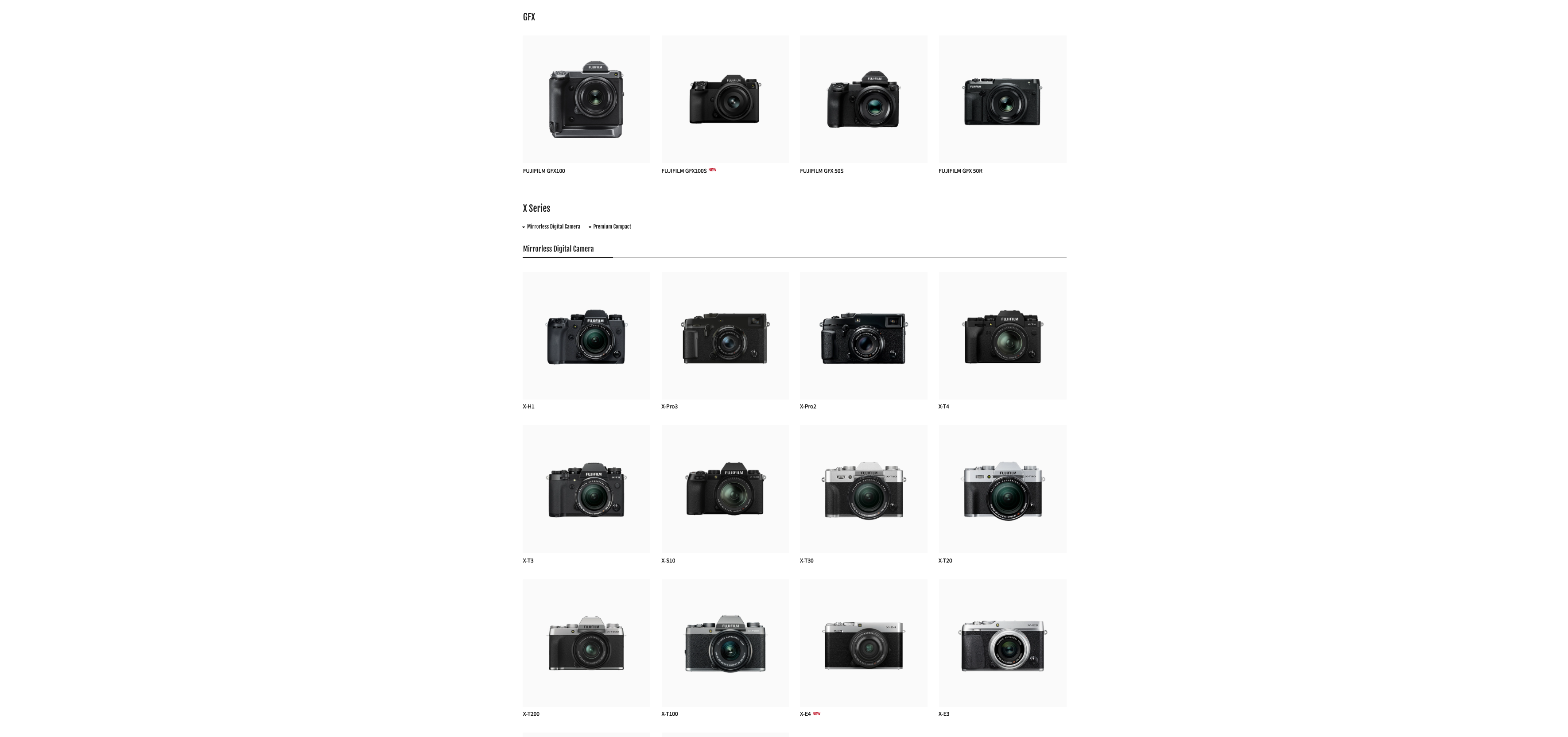 srovnání všech FUJIFILM fotoaparátů